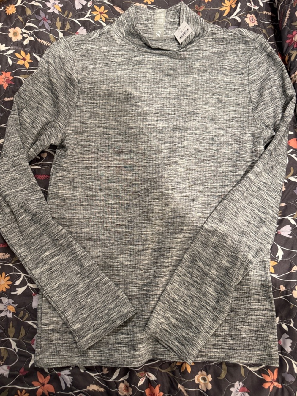 Lou & Grey Heather Gray Long-Sleeve Mock Neck Top